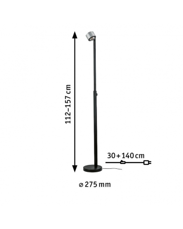 Lámpara de pie LED regulable 120-150cm de aluminio 8,5W-7W 2700K