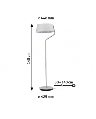 Floor lamp 148cm LED in metal with white and chrome finish 24W 2700K