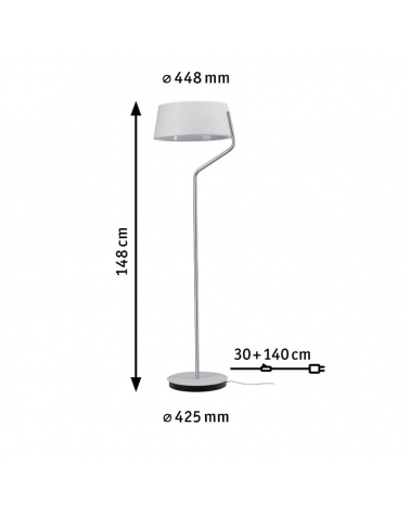 Lámpara de pie LED 148cm de metal acabado blanco y cromo 24W 2700K