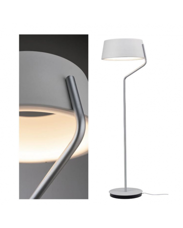 Lámpara de pie LED 148cm de metal acabado blanco y cromo 24W 2700K