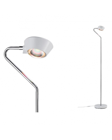 Floor lamp LED 141.5cm in plastic and metal with white and chrome finish 7.5W-3.5W 3000K