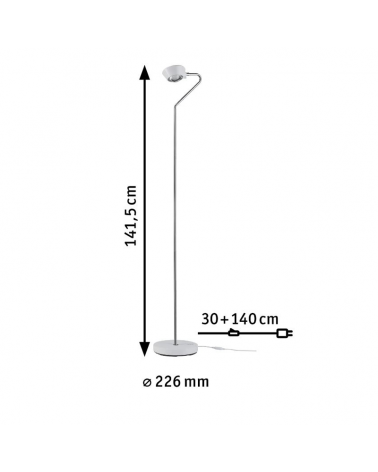 Floor lamp LED 141.5cm in plastic and metal with white and chrome finish 7.5W-3.5W 3000K