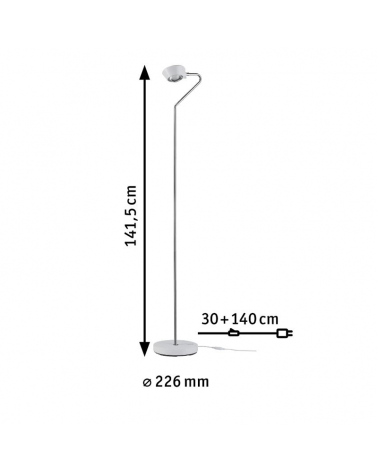 Lámpara de pie LED 141,5cm de plástico y metal acabado blanco y cromo 7,5W-3,5W 3000K