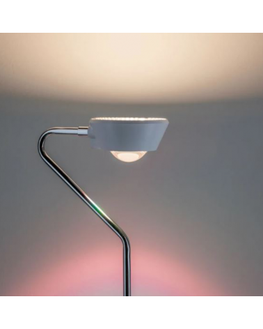 Floor lamp LED 141.5cm in plastic and metal with white and chrome finish 7.5W-3.5W 3000K