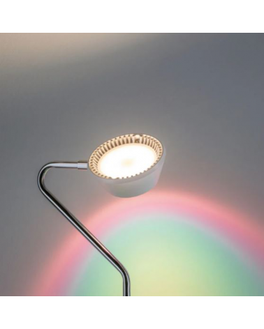 Floor lamp LED 141.5cm in plastic and metal with white and chrome finish 7.5W-3.5W 3000K