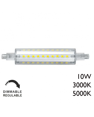 Bombilla lineal 118 mm. LED 10W R7S 360º Regulable