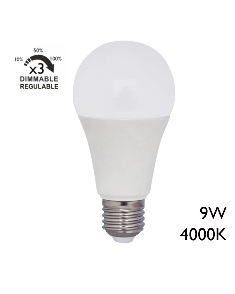 Bombilla Estándar LED 9W E27 Regulable en intensidad 3 pasos