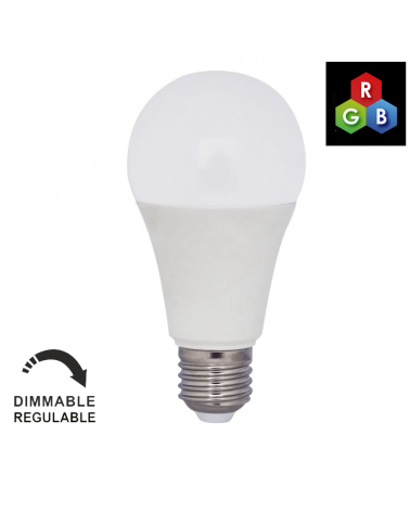 Standard LED Bulb 9W E27 RGB Dimmable in color and intensity with remote control