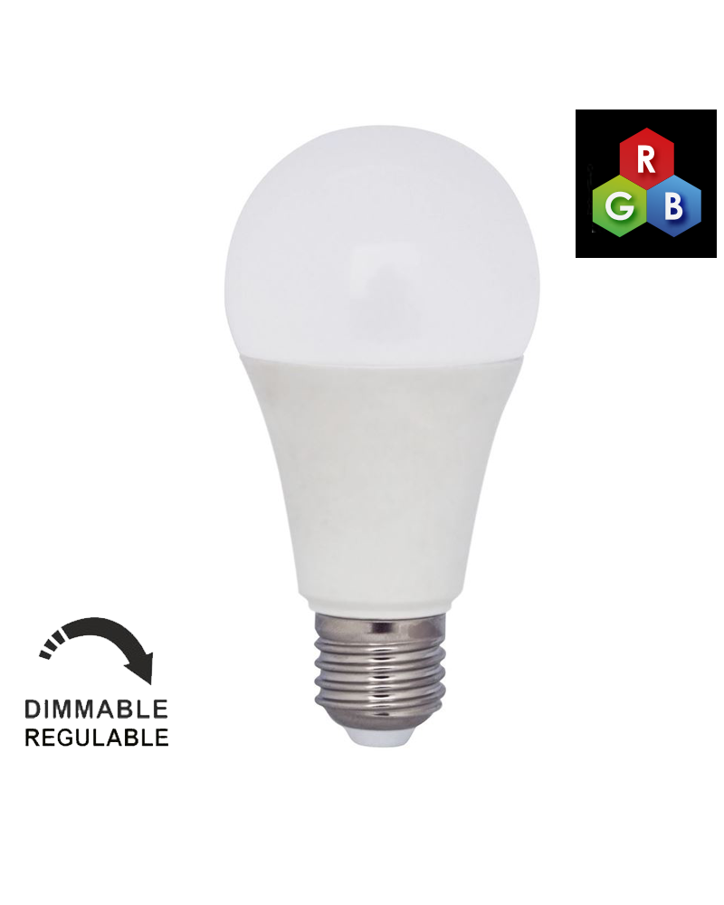 Estándar LED 9W E27 RGB Regulable en color e intensidad con mando a distancia