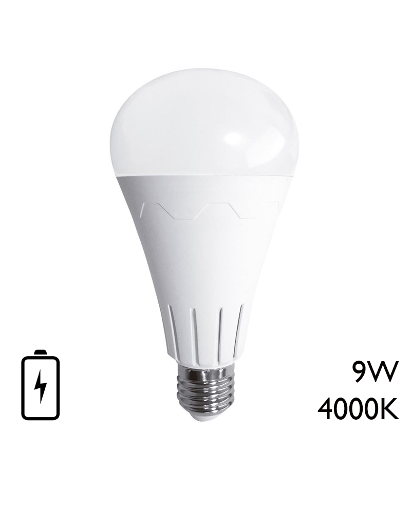 Bombilla Estándar LED 9W E27 4000K Con batería incorporada