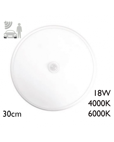 Plafón 24W LED diámetro 30cm color blanco alta luminosidad con sensor de presencia