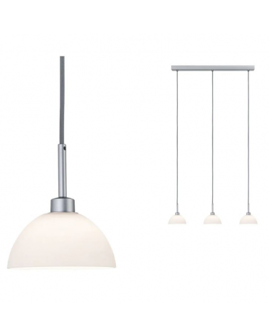 Lampara de techo 3 focos de metal y cristal acabado blanco y cromo 3xGU10 120W