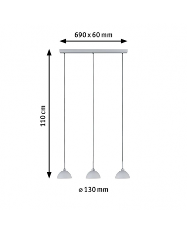 Ceiling lamp 3 metal and glass spotlights white and chrome finish 3xGU10 120W