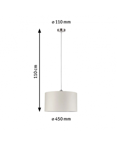 Metal ceiling lamp and fabric lampshade 60W E27