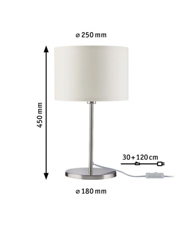 Lámpara de mesa 45cm de metal y pantalla tela 40W E14