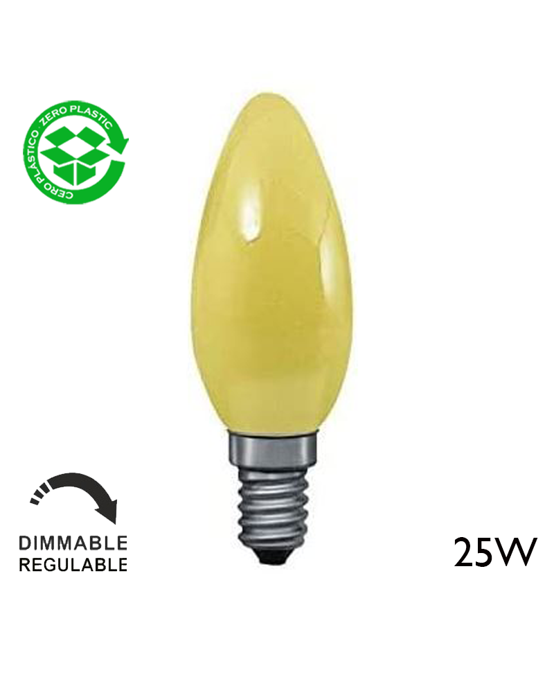 Incandescent candle lamp 25W E14 yellow glass