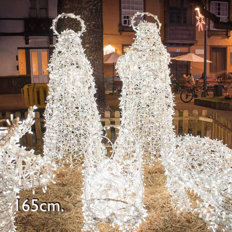 3D Christmas nativity scene with 3 LED figures IP44 for outdoor use 230V