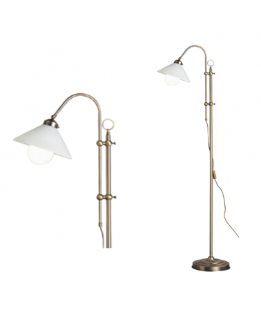 172cm floor lamp in glass and metal, brass finish E27 60W