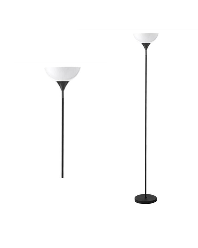 Floor lamp 177cm 100W E27 simple black metal shaft white acrylic lampshade