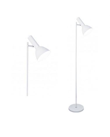 Lámpara de pie de 148cm en metal acabado blanco foco abatible líneas rectas E27