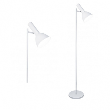 Lámpara de pie de 148cm en metal acabado blanco foco abatible líneas rectas E27