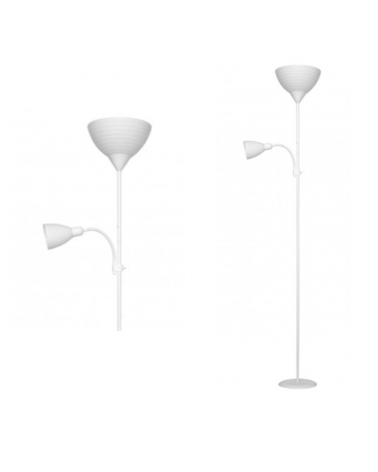 White Floor lamp with 1 X 60W E-27 acrylic lampshade and 1 X 40W E14 reading light 180cm