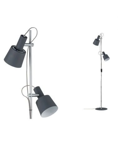 Floor lamp 152cm with two dark gray and chrome 2x20W E14 spotlights
