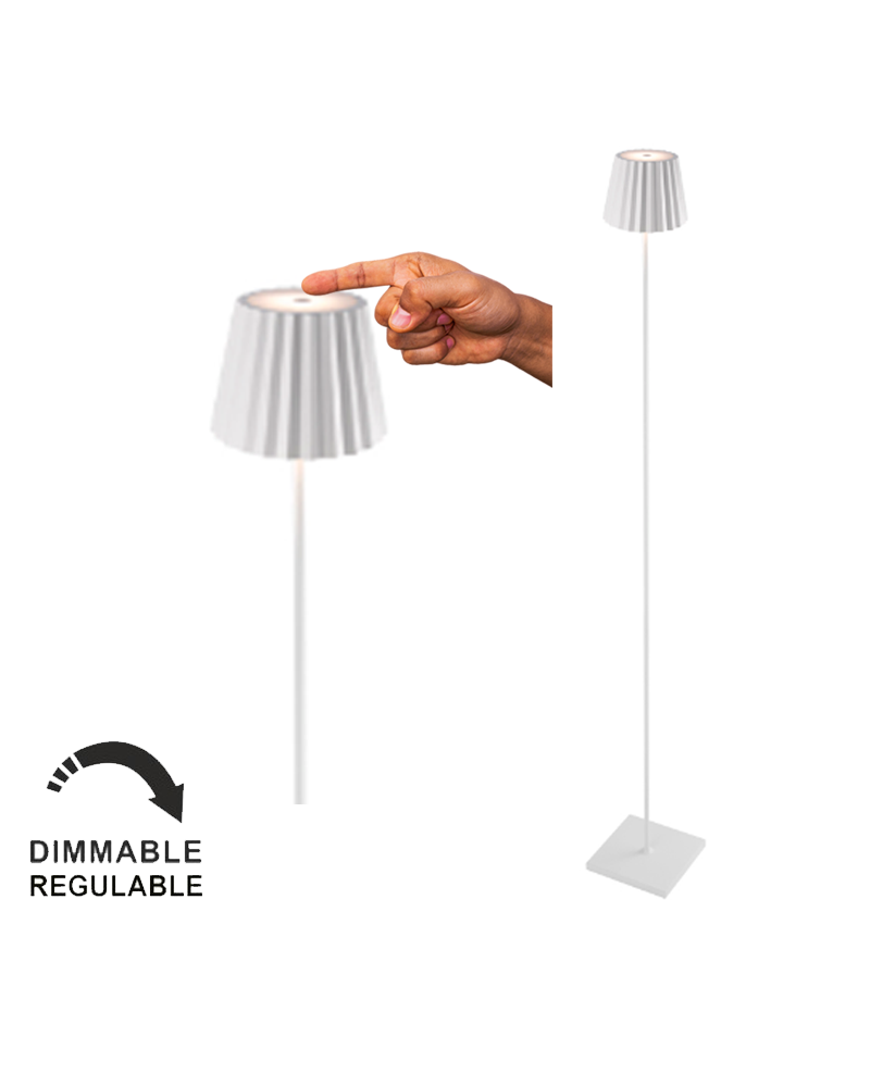 LED outdoor floor lamp 120cm with 2.2W rechargeable battery in aluminum IP54 dimmable