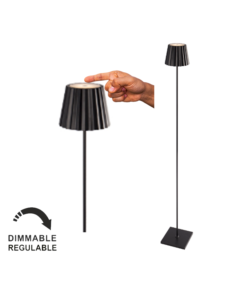 Lámpara de pie LED para exterior 120cm con batería recargable 2,2W de aluminio IP54 regulable