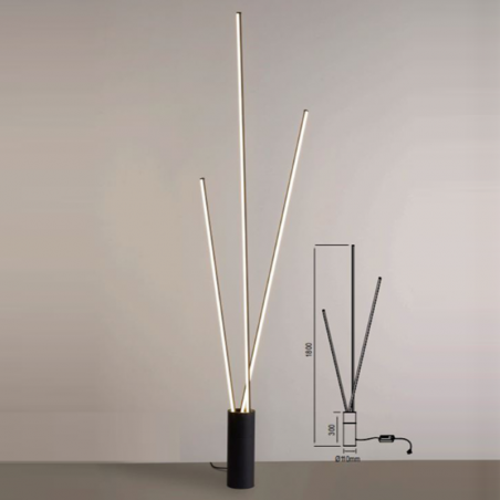 Floor lamp 180cm LED aluminum and iron 60W warm light 3000K Dimmable