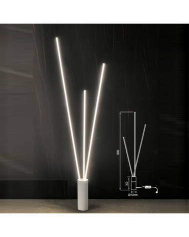 Lámpara de pie 180cm LED de aluminio y hierro 60W luz cálida 3000K Regulable