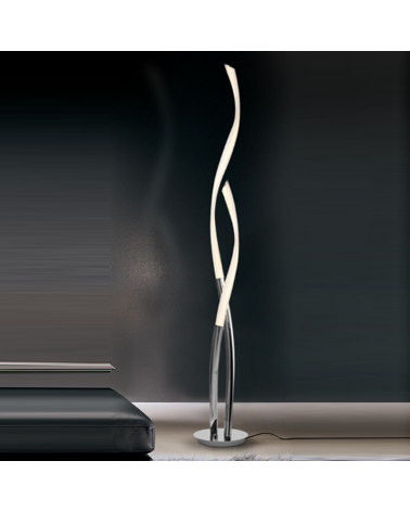 Floor lamp 175cm LED in polycarbonate white and chrome finish 30W warm light 3000K Dimmable