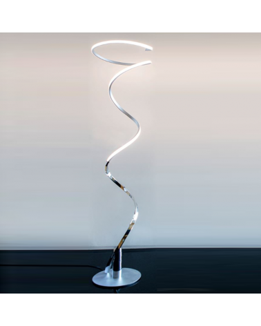 Floor lamp 185cm LED in acrylic aluminum and steel with silver and chrome finish 42W warm light 3000K Dimmable