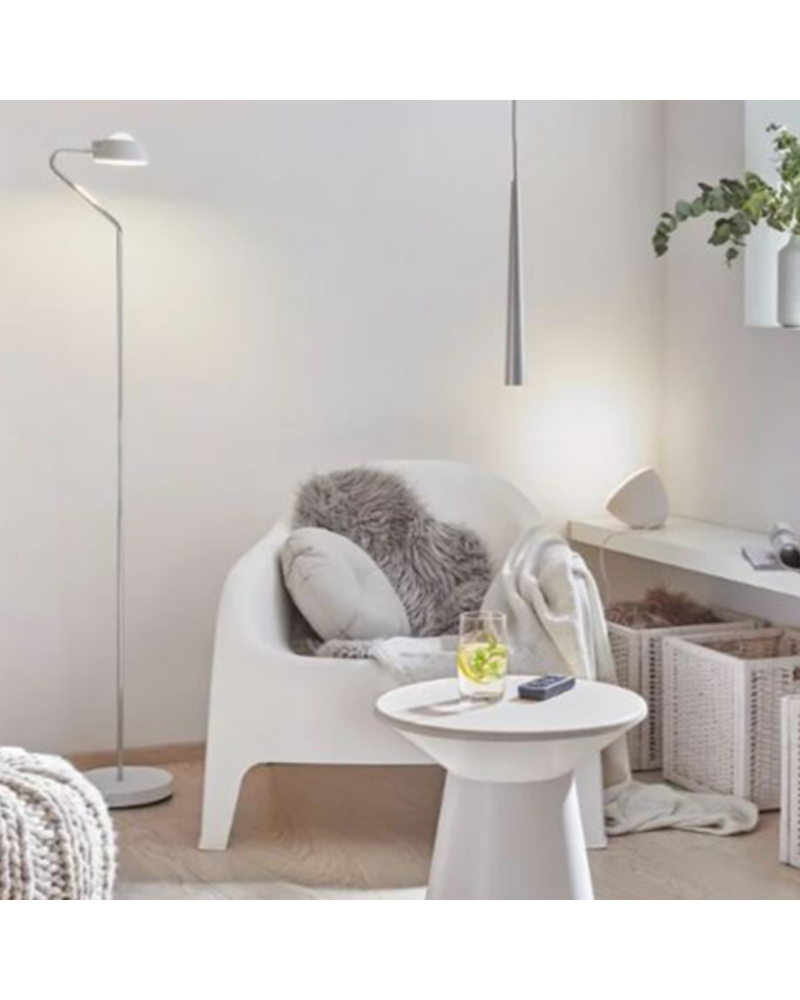 Floor lamp LED 141.5cm in plastic and metal with white and chrome finish 7.5W-3.5W 3000K