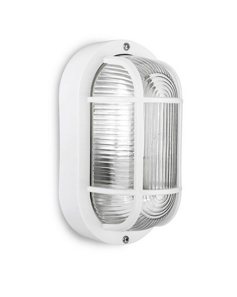 Aplique de exterior de plástico y cristal blanco oval E27 40W IP54