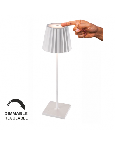 Lámpara de mesa para exterior blanca LED 2,2W 38cm IP54 con batería y regulable