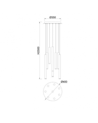 LED pendant ceiling lamp 8 tube lampshades different finishes 48W 3000K