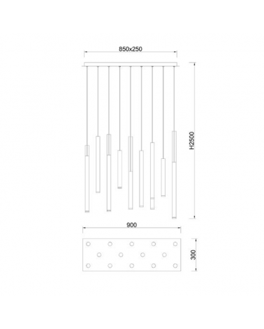 Lámpara de techo colgante LED 14 pantallas tubo diferentes acabados 84W 3000K