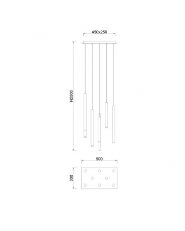 Lámpara de techo colgante LED 8 pantallas tubo diferentes acabados 48W 3000K
