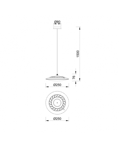 Lámpara de techo colgante LED pantalla plana 25cm acabado blanco 16W
