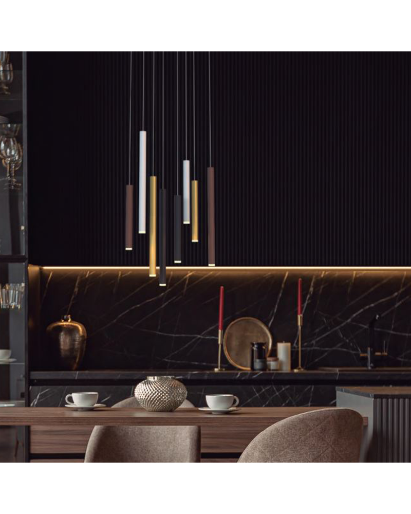 LED pendant ceiling lamp 8 tube lampshades different finishes 48W 3000K