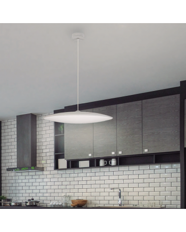 LED pendant ceiling lamp flat screen 46cm white finish 50W