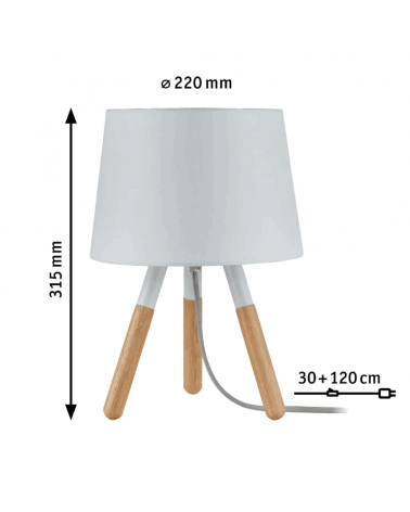Nordic table lamp white lampshade with 3 wooden legs 20W E27