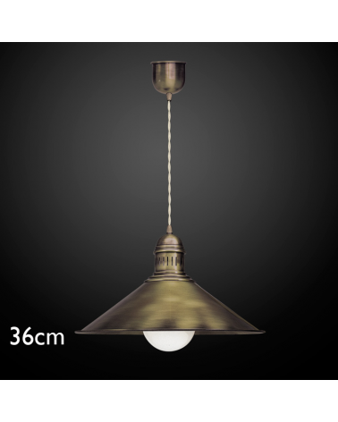 Pendant ceiling lamp 36cm LED brass antique leather finish lampshade E27 100W