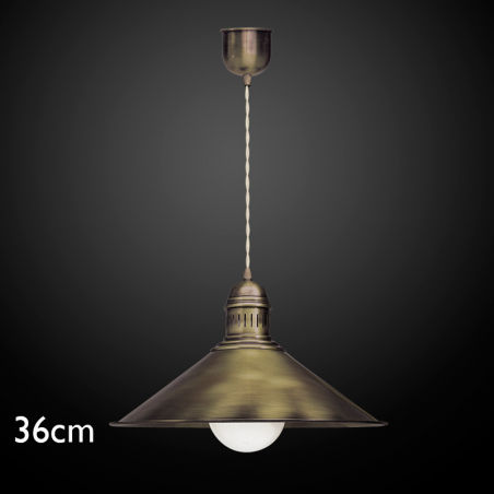 Lámpara de techo colgante 36cm LED de latón acabado cuero anticuario pantalla E27 100W