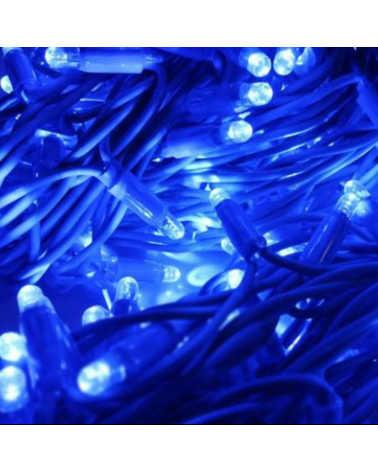Guirnalda 12m y 180 LEDs Intermitente luz azul cápsula clara cable azul empalmable IP65 apta para exterior