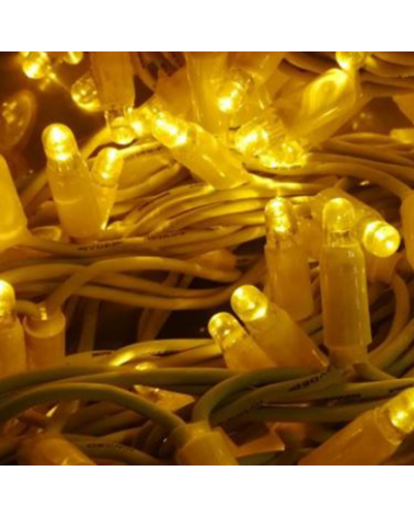 Guirnalda 12m y 180 LEDs Intermitente luz amarilla cápsula clara cable amarillo empalmable IP65 apta para exterior