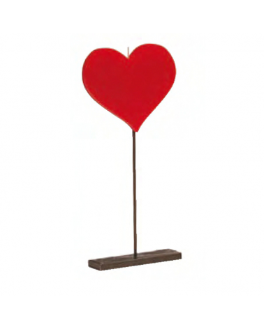 Vela corazón simple con base de forja de 23cm de altura