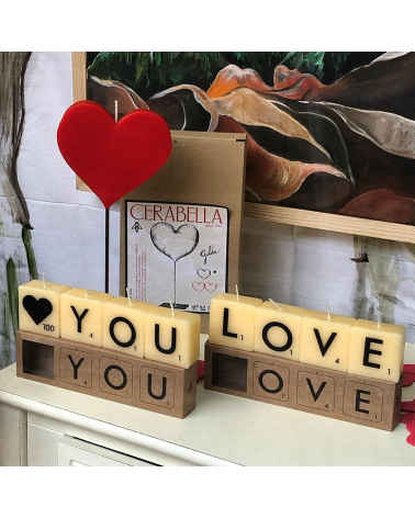 Vela corazón simple con base de forja de 23cm de altura