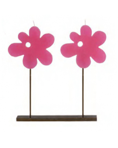 Velas flores rosas dobles con base de forja
